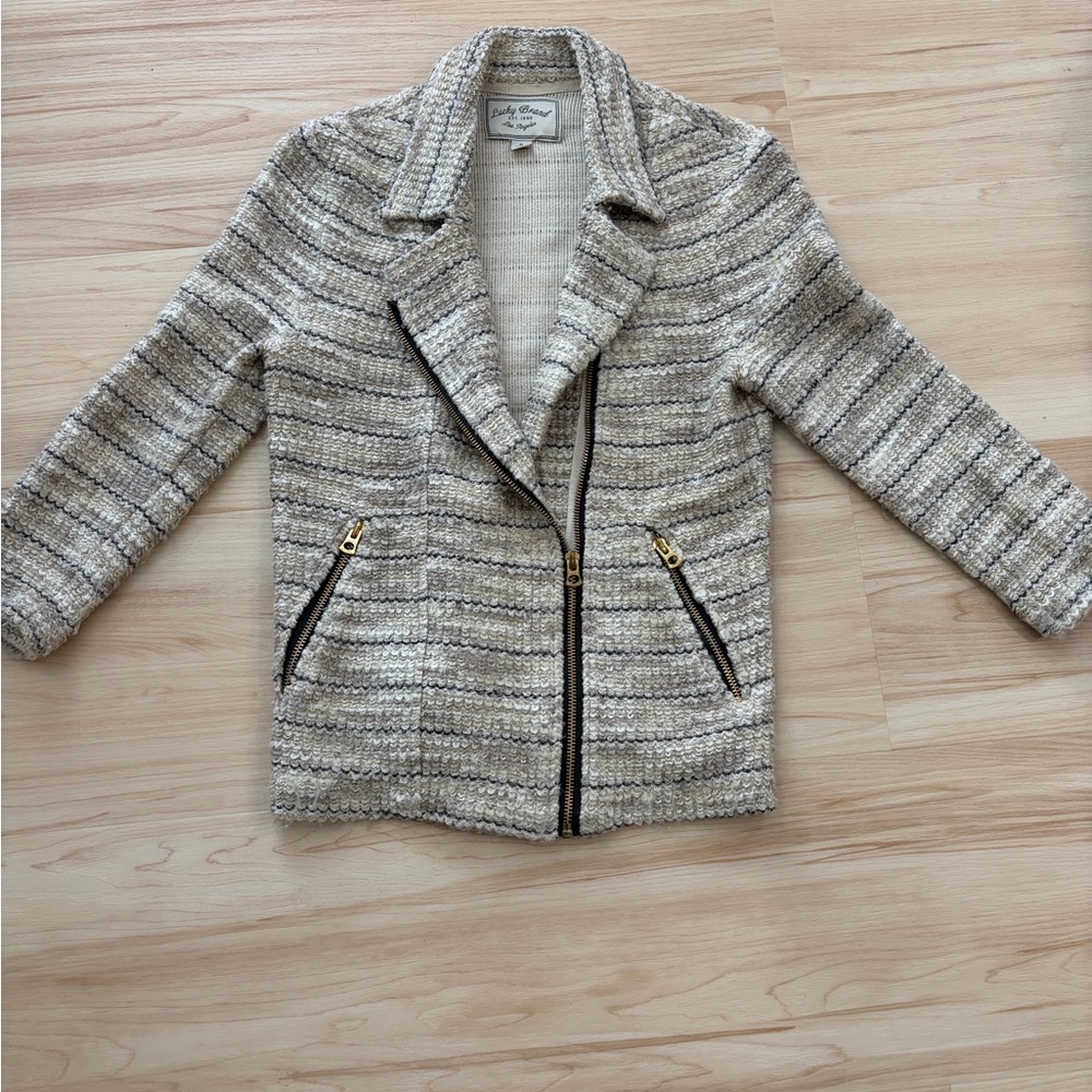 Lucky Brand Asymmetric Zip Boucle Blazer